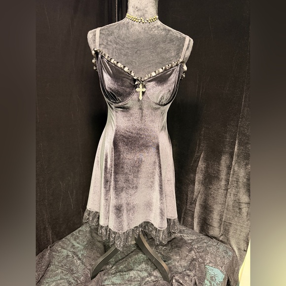 Dolls Kill Black Velvet Mini Dress - Picture 5 of 7